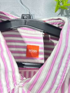 HUGO BOSS  Pink Striped Button-Down Shirt