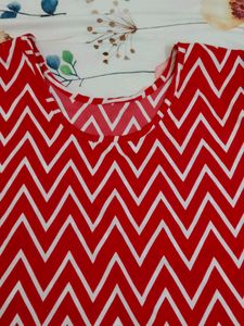 Red Chevron Print Top