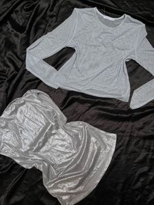 metallic sliver top -xs/s