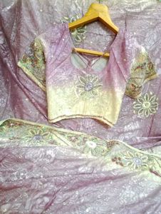 Elegant Lavender Saree with Blouse