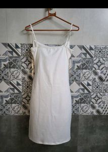 Elegant White Satin Midi Dress