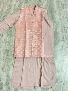 Men's Pink Kurta Set with Nehru Jacket