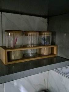 Spice Jars with Bamboo Holder