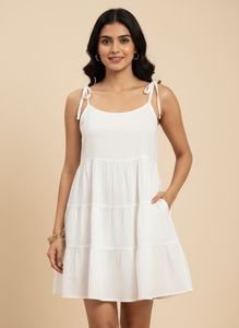 White Tiered Mini Dress