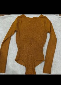 Twist-Front Ribbed Bodysuit
