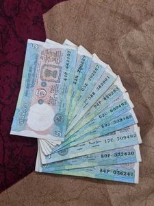10 pcs Vintage 5 Rupee Indian Banknotes