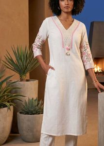 White Embroidered Kurta pant set