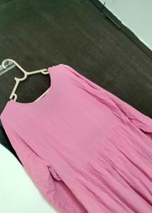 Pink Kurta set with Mirror Work