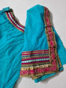 Elegant Teal lehenga choli with Embellished Border