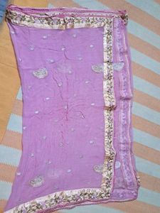 Elegant Pink Embroiderd Dupatta