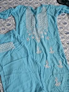 Blue chikankari suit