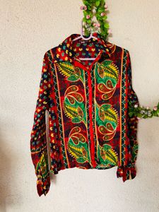 Vibrant Paisley Print Button-Up Shirt
