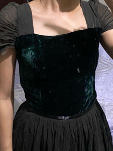 Elegant Velvet & Chiffon Corset Dress