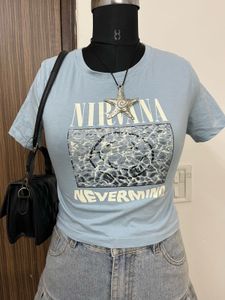 Light Blue Nirvana "Nevermind" Graphic Tee