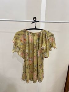 Ramy Brook Flutter Sleeve Yellow Floral Blouse