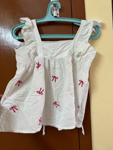 Cute White Top with Pink Bows