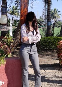 Stylish Leaf Print Button-Up Blouse