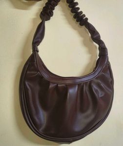 Chic Brown Ruched Shoulder Bag