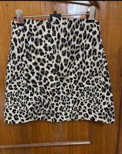 Mango Leopard Print Mini Skirt