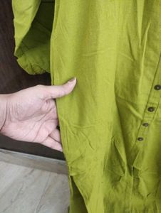 3/4th Sleeve Shirt Style Kurta For Women, Green