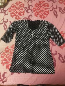 Chic Black & White Polka Dot Kurta