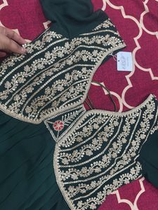 Elegant Teal Embroidered Ethnic Gown
