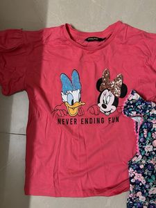 Cute Girls' Disney T-Shirt &amp; Floral Romper Set
