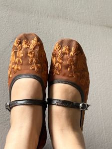 Ornate Embroidered Mary Jane Flats