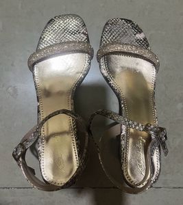 Statement Golden Branded Heel Sandles