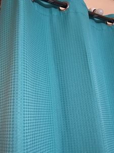 Teal Color Textured Curtains