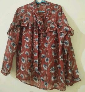 Chic Floral Print Blouse with Bow Detail