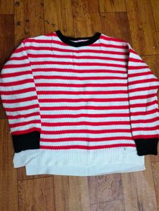 Red & White Striped Knit Sweater