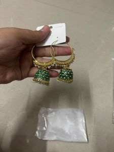 🆕 Green Jhumka Earrings