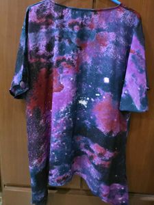 Galaxy Print Asymmetrical Top