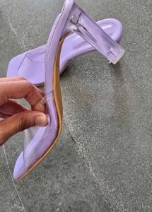 Stylish Lavender Clear Block Heels