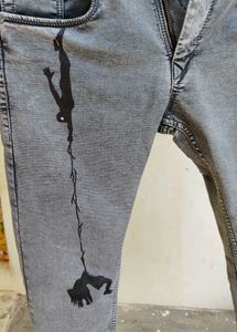 Custom Spiderman Graphic Grey Jeans