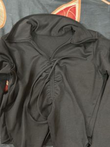 Chic Black Ruched Long Sleeve Top