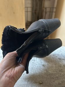 Black Wedge Heel Ankle Boots