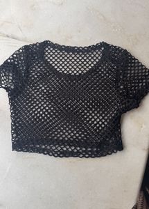 Shein Sheer Fishnet Cropped Top