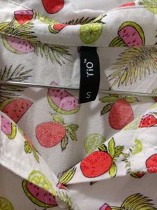 Cute Fruit Print Button-Up Shirt