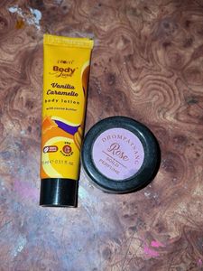 body fragrance lotion and solid rose perfume