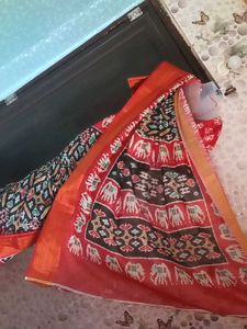 1-TimeUsed ElegantIkkatSilkSaree +StichedBlouse