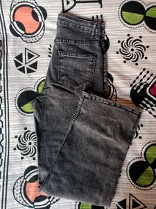 Gray Wash Wide Leg Jeans