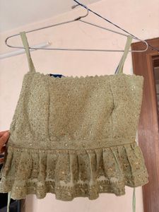 Indowester Green lehenga set