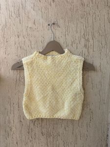 Cream Textured Sleeveless Top