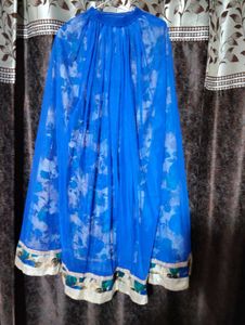 Vibrant Blue Floral Ethnic Skirt