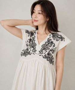 Elegant Embroidered V-Neck Dress