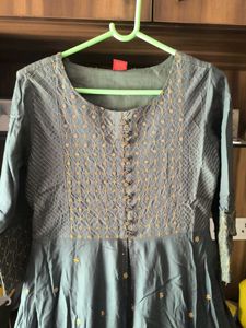 Elegant Grey longKurta/ gown with Embelli