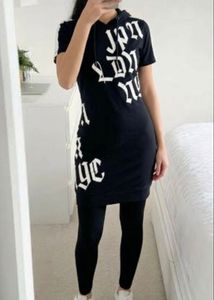Black Graphic Print Hooded Dress
