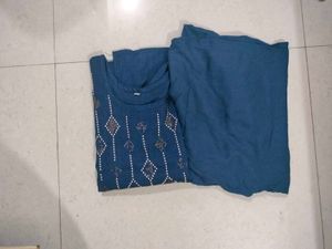 Blue Embellished Kurti with Pants